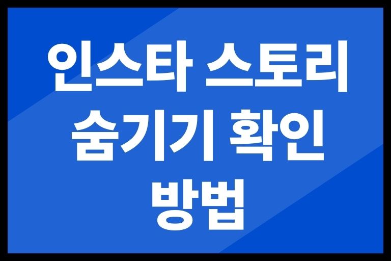 인스타 스토리 숨기기 확인 방법