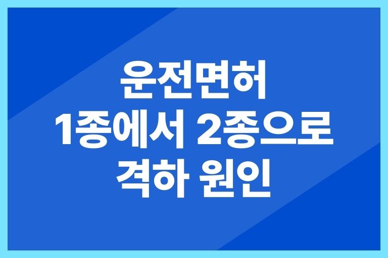 운전면허 1종에서 2종으로 격하