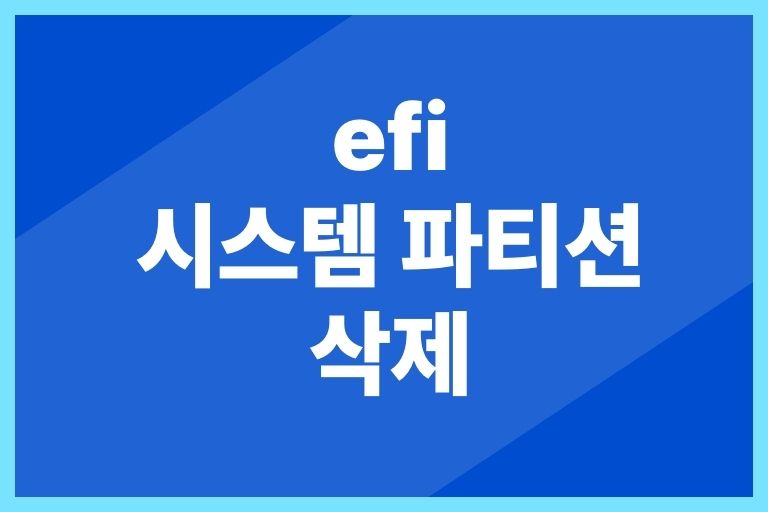 efi시스템 파티션 삭제