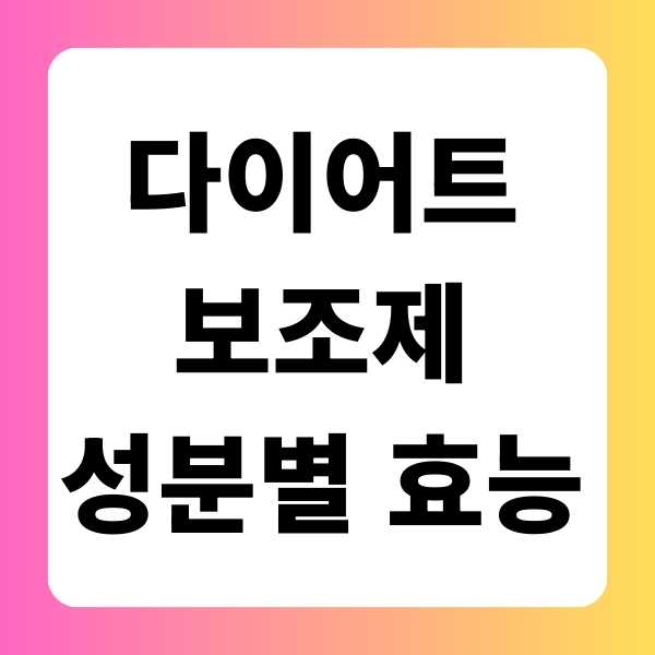 다이어트 보조제 성분별 효능