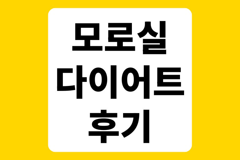 모로실 다이어트 후기